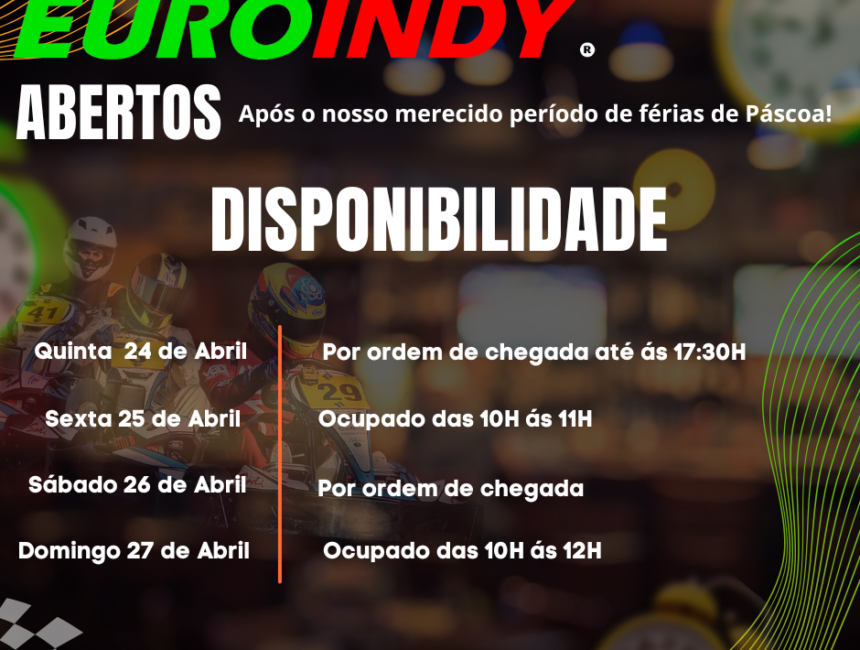 Disponibilidade de 24 a 27 de Abril