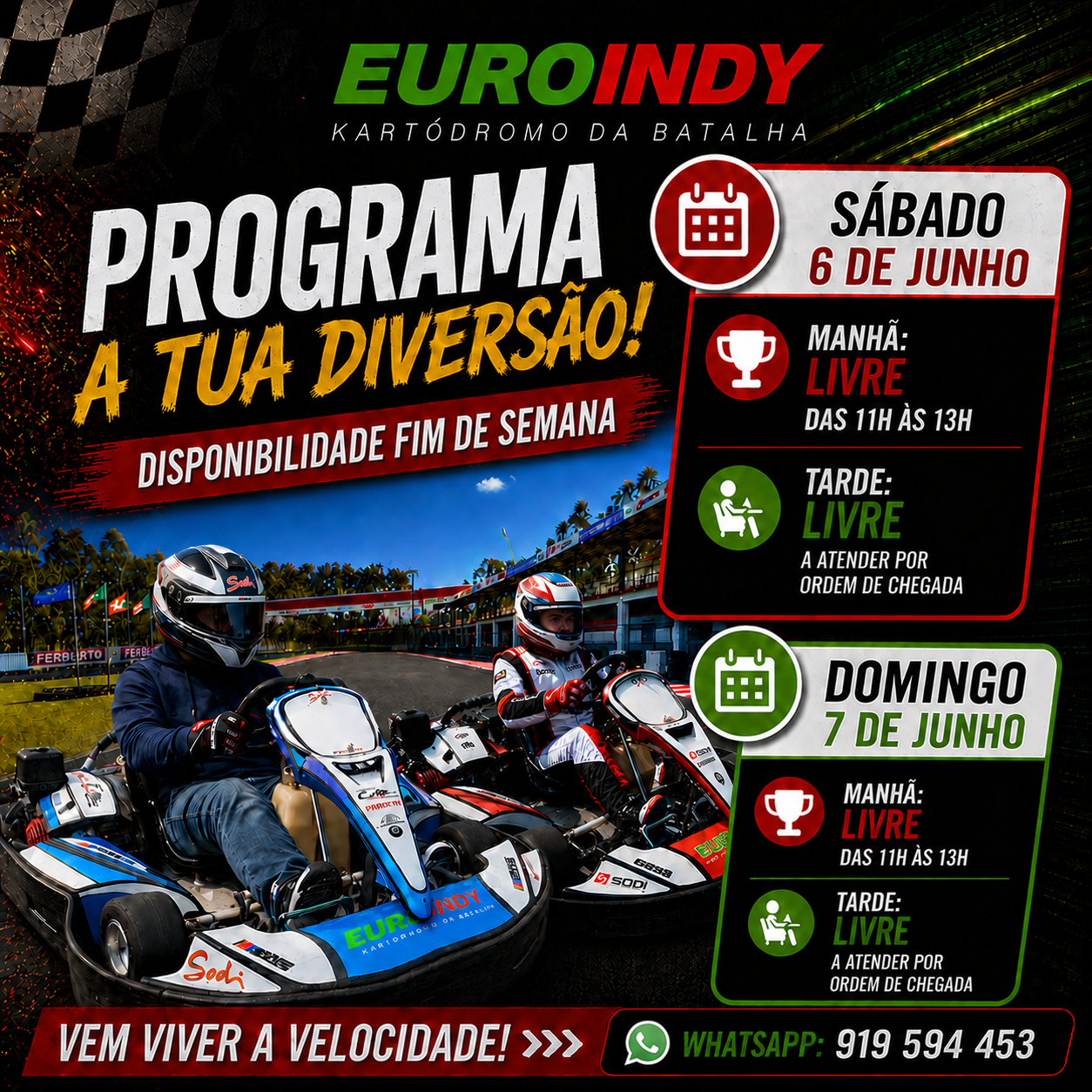 🏁 FIM DE SEMANA É NA EUROINDY! 🔥